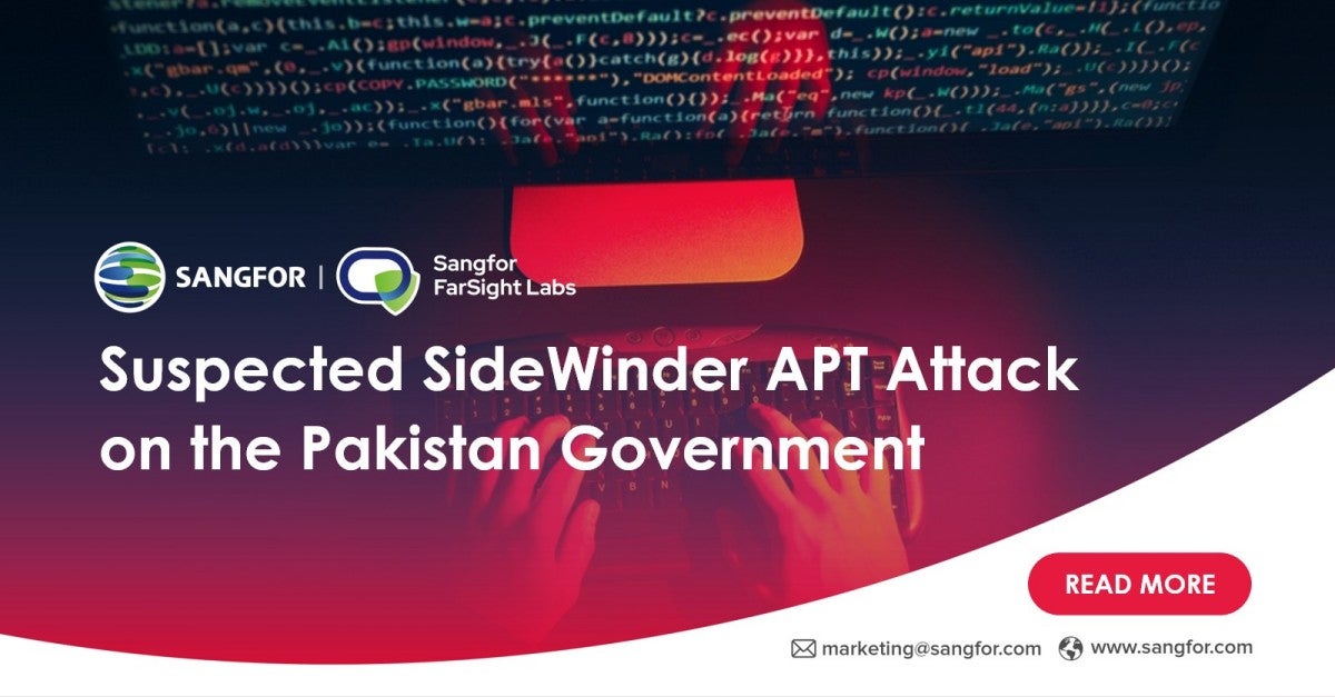 Suspected SideWinder APT Attack on the Pakistan Government